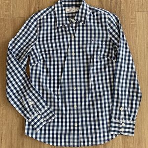 Vineyard Vines ladies dress shirt blue gingham button down size 2
